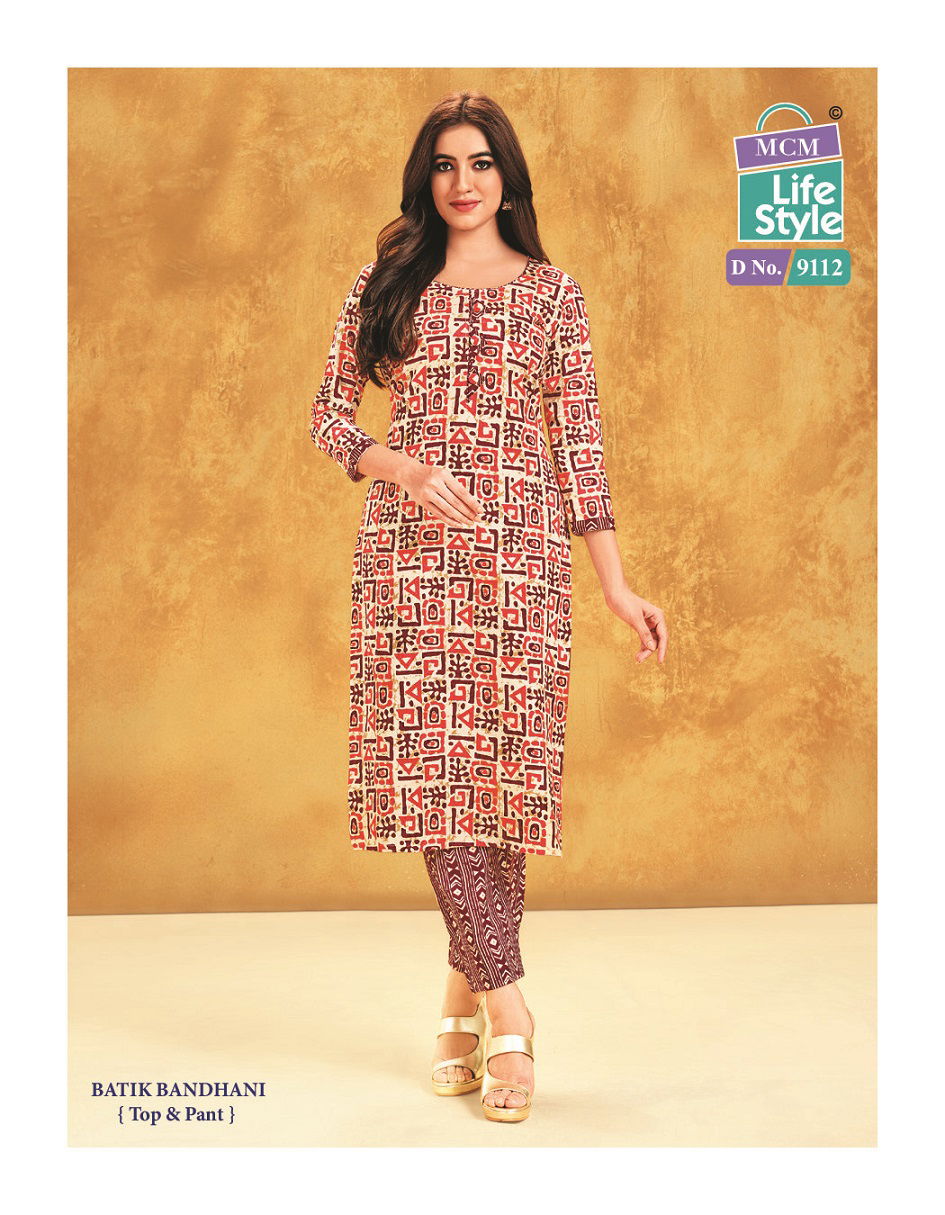 Mcm priyatama Batik Bandhani Cotton Kurti With Bottom Catalog
